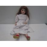 A bisque head, composition body Simon & Halbig girl doll, 70cms tall,