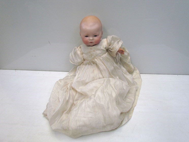 A bisque head, composition hand Armand Marseille baby doll,