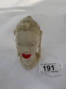 A 19th century carved ivory African female head (some damage to base)
