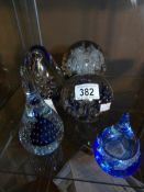 5 glass paperweights
