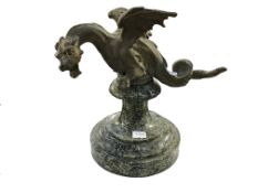 A Victorian hollow bronze dragon on marble base ****Condition report**** Approximate