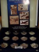 A set of 12 Legendary Aircraft of World War 2 $50 silver proof coins,