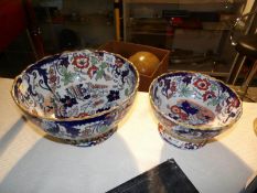 2 Victorian Ironstone bowls stamped 'Amherst Japan ironstone'