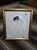 A framed and glazed watercolour 'Moon Goddess' (after Chang E) by Sylvia Barnston