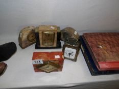 4 vintage marble clocks and one other