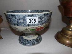 A Chinese footed bowl with painted scenes to body and interior