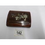 A Victorian rosewood trinket box in inlaid with mother of pearl