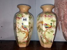 A pair of Ducal peacock vases