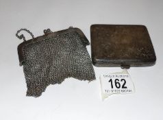 A silver cigarette case and a silver mesh purse