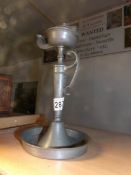 A late 19th / early 20th century pewter whale oil lamp