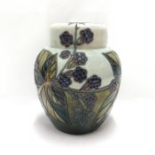 A Moorcroft bramble ginger jar, designed by Sally Tuffin,