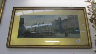 A framed and glazed watercolour entitled 'Deansgate looking in to Churchgate' Bolton