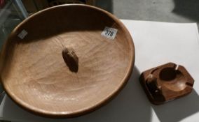 A Mouseman fruit bowl and ash tray
