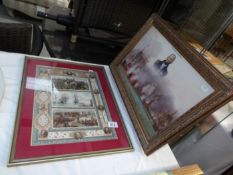 A framed and glazed Admiral Lord Nelson collage and one other