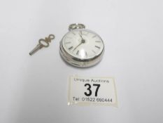 A silver verge fusee William Arnes pocket watch,