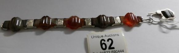 A Victorian Scottish mixed agate and silver bracelet