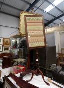 2 Victorian mahogany pole screens