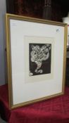 A woodcut print by Wassily Kandinsky (1866-1944) entitled 'Blatt Fur' printing from the original