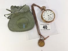 A gent's 9ct gold pocket watch marked Elgin USA, H M Birmingham 1922/23,