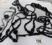 8 Whitby jet necklaces,