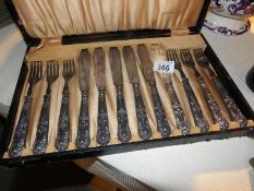 A cased set of silver handled fish knives and forks