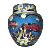 A limited edition Moorcroft lidded ginger jar of sea life scene,