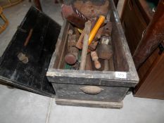 A tool box and tools