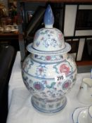A very large Chinese ginger jar with lid (43cm high)