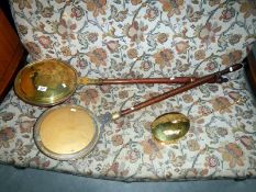 2 copper warming pans & 1 other item
