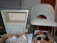 A matching retro chair and bedside cabinet