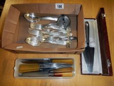 A quantity of deco Continental silver cutlery etc.