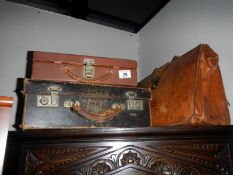 2 vintage suitcases & a briefcase