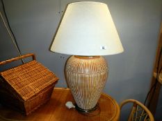 A pottery table lamp