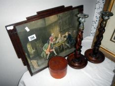 A framed print of an 18th century scene game of cards,