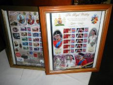 A framed set of Royal wedding stamps 'William & Kate' & 1 other