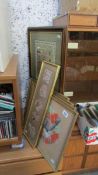 A quantity of framed and glazed oriental pictures including silk