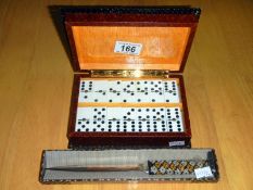 A set of dominoes in leather box & silver plated letter opener