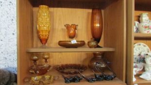 A mixed lot of amber glass