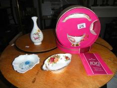 A Royal Albert trio tea set in box & 3 other items