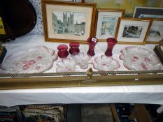 A quantity of glasses & glass trays