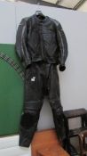 A leather motorcycle suit