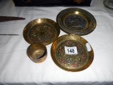 3 Egyptian antique brass,