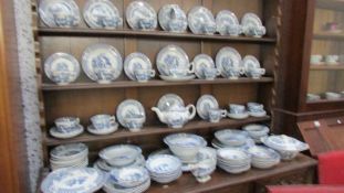 A large quantity of blue and white tea and dinner ware