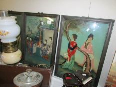 A Japanese framed and glazed panels