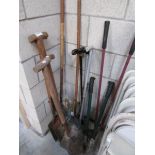 A quantity of shovels and tools