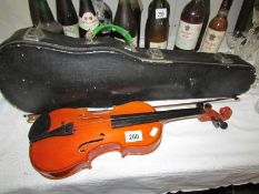 A cased violin