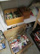 2 shelves of miscellaneous items including jewellery and sewing