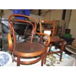 A Bentwood chair (cut down) and one other