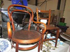 A Bentwood chair (cut down) and one other