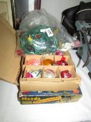 A quantity of vintage Christmas tree bauble and lights